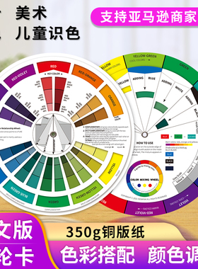 12色轮卡色彩搭配色卡color wheel美术设计师色相环油漆奶油蛋糕调色比例印刷标准色盘儿童识色环图色卡样本