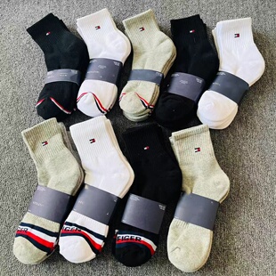 包邮 外贸TM加厚毛巾底中筒男女袜子 纯色休闲运动透气秋冬棉袜9双