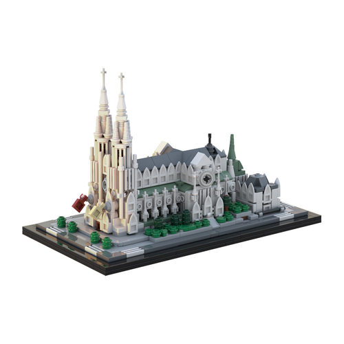 【高砖零件】1:800纽约圣帕特里克大教堂MOC-214496拼装积木玩具