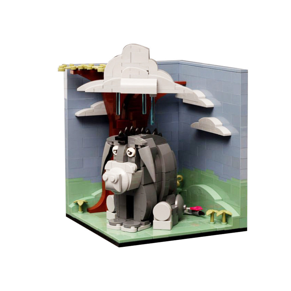 【高砖零件】动画小熊维尼屹耳毛驴场景MOC-151892拼装积木玩具