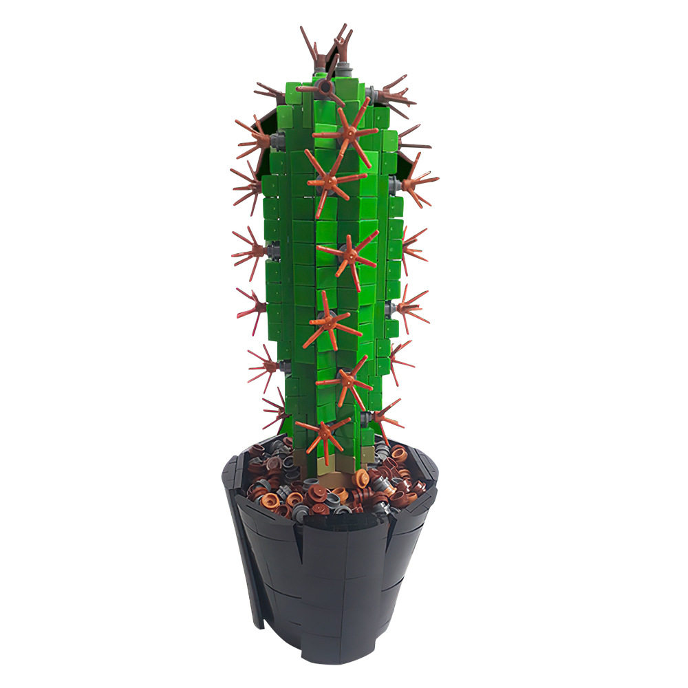【高砖零件】仙人掌盆栽沙漠植物桌面摆件MOC-118883拼装积木玩具