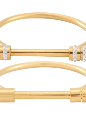 时尚女款马蹄形不锈钢手镯饰品跨境三色手环男现