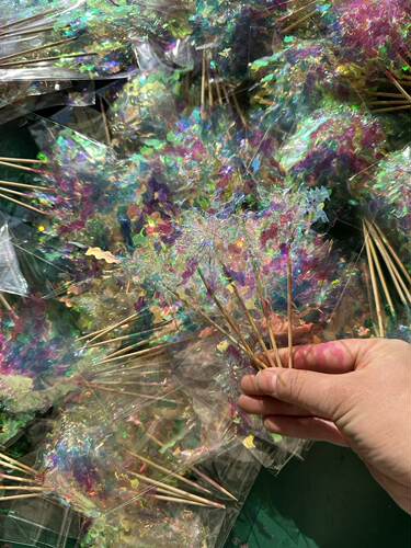 加密镭射闪光雨丝插卡闪光变色韩系风蛋糕装饰儿童可爱蛋糕插卡