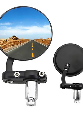 GOOFIT 摩托车复古后视镜 观后镜 改装圆形倒车镜手把镜
