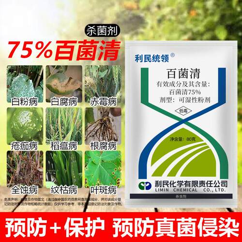百菌清杀菌剂防治黄瓜白粉病苦瓜霜霉病烂根瓜果百菌青农药杀菌剂