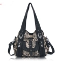 Small Black Handle Brown Leopard Metal