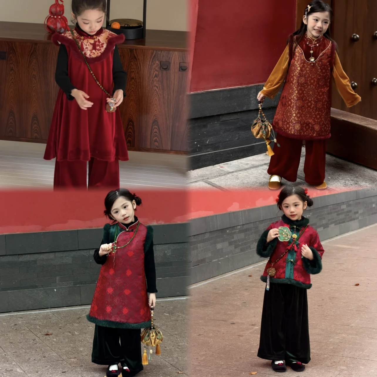 女童新春拜年装百搭丝绒裤