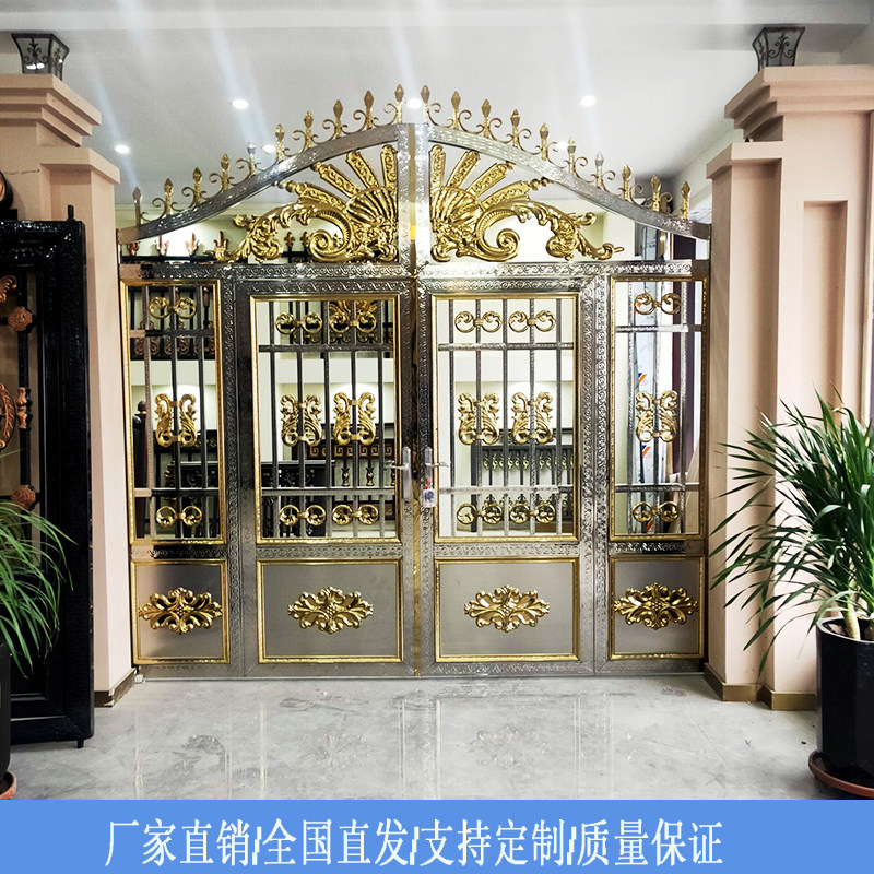不锈钢大门庭院双开门农村户外新款别墅大门对开门小区院子围墙门