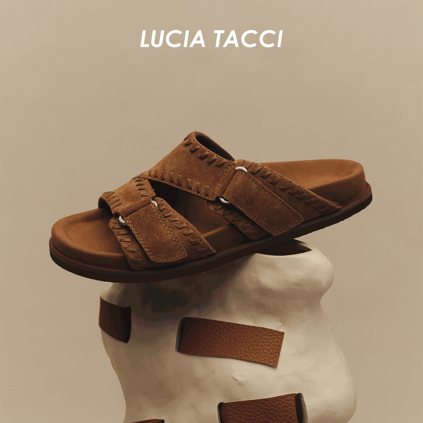 LUCIA TACCI 皮质手工游牧魔术贴搭扣休闲穆勒凉拖26春夏新品