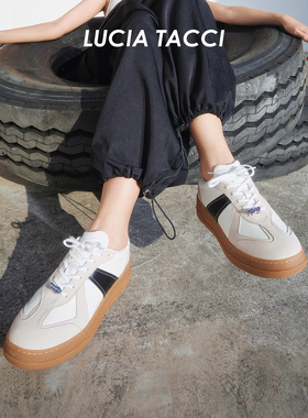 LUCIA TACCI原创设计师｜25秋冬新品牛皮拼接厚底休闲增高德训鞋
