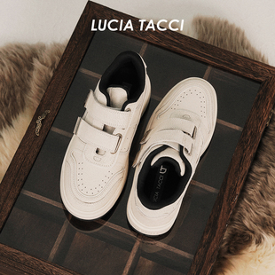 LUCIA TACCI陈丽君同款|26春夏新品爆裂纹牛皮魔术贴增高板鞋女