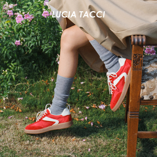 LUCIA TACCI原创设计师｜26春夏新品复古麂皮拼接厚底增高德训鞋