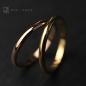 玫瑰金色欧美戒指ins潮流大气简约单身一对男女钛钢18k对戒嘻哈