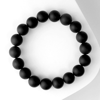 Black frosted stone matte natural agate bracelet men and women trend ins cool style simple couple original niche