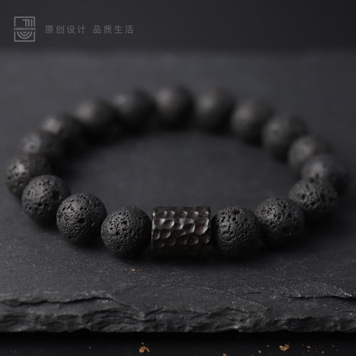黑檀木火山石手串简约ins学生