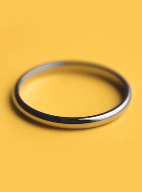 潮流配饰新款钛钢素圈细戒指小众气质简约学生纯银色男女抖音ins