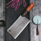 李麻子 覆土烧刃砍骨头专用刀花纹钢斩骨手工锻打剁骨刀家用菜刀