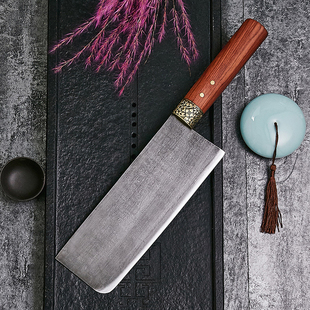 玄铁切片切肉刀具厨房 李麻子覆土烧刃花纹钢菜刀家用手工锻打中式