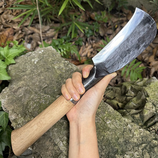 李麻子65锰钢户外砍柴刀手工锻打劈柴随身开路荒刀高硬度弯刃镰刀