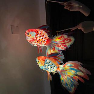 灯笼diy手提发光古风鱼灯马年中秋节团圆儿童手工花灯材料包送人