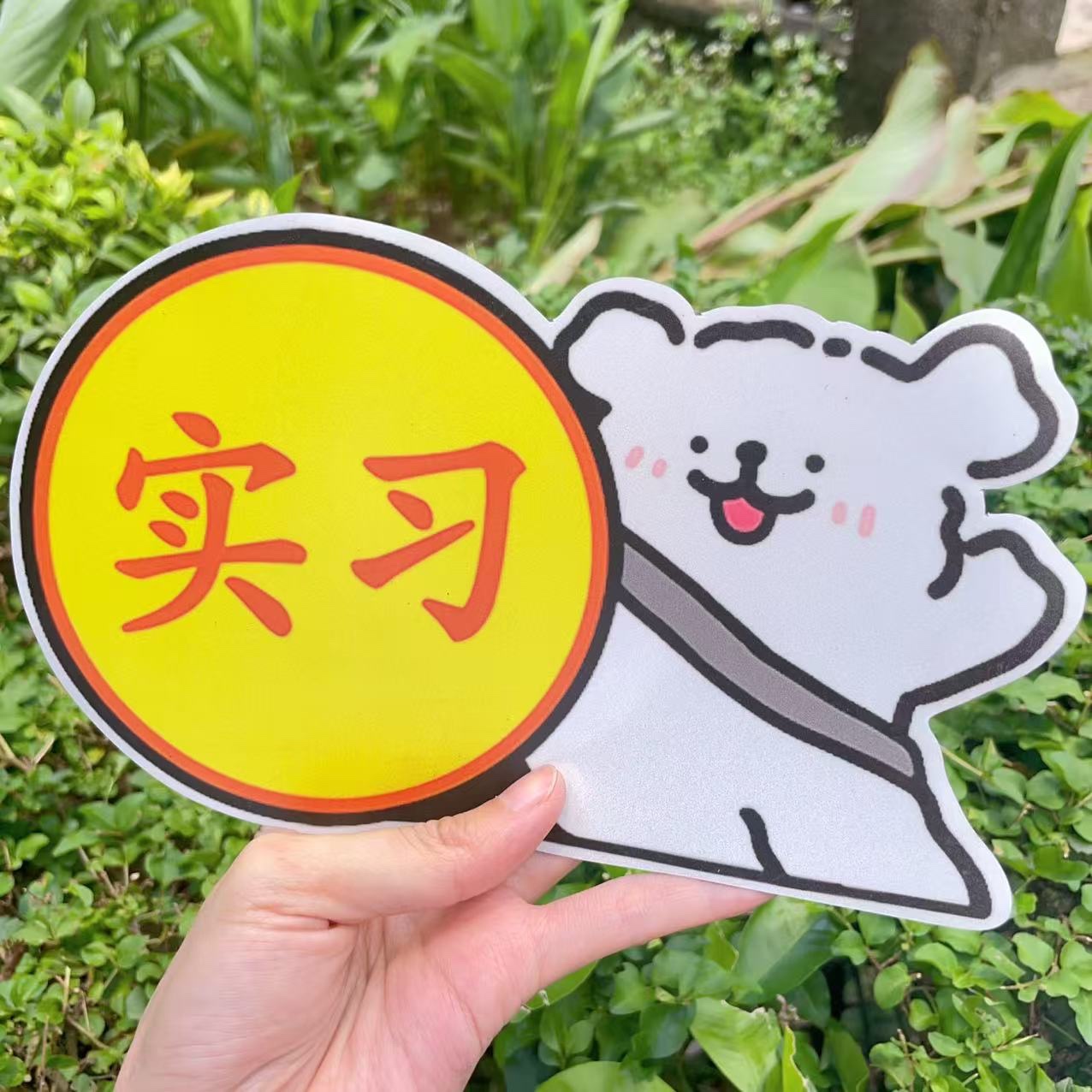 车贴线条小狗实习单孔透车贴2025新款新手上路贴纸搞笑遮挡划痕