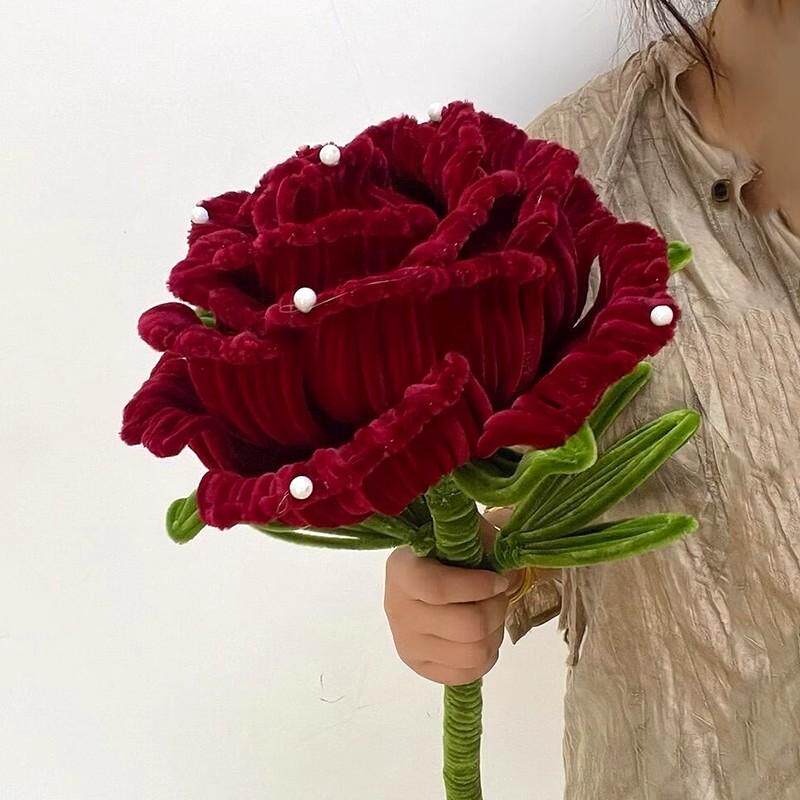 '超大玫瑰花'巨型复古玫瑰花DIY扭扭棒材料包手工花束情人节礼物