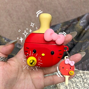 耳机壳HelloKitty耳机壳Airpods4代保护套AirPodsPro2代防摔硅胶软壳卡通立体乒乓球拍子四代三代蓝牙耳机壳