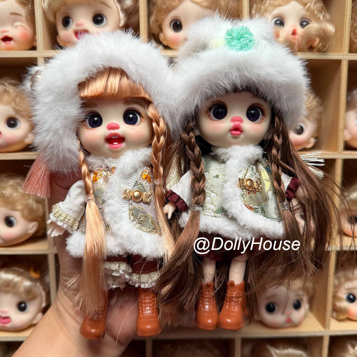 14厘米中国风福娃醒狮换装可爱关节娃娃玩偶包包挂绳挂件女孩礼物