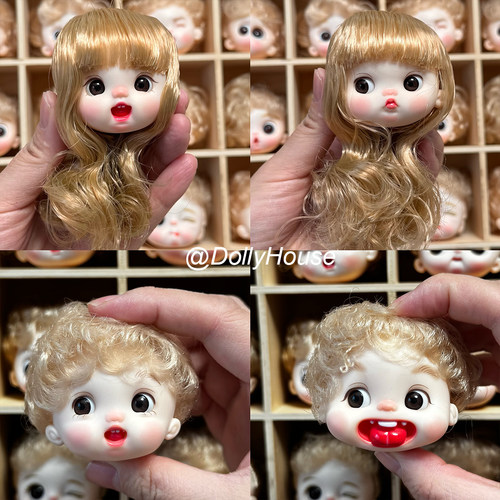 桃桃丸子可爱个性DIY手绘珠娃娃配件搪胶胶皮头 OB11饭盒娃娃素体