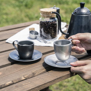 日本青芳制作所 黑色复古系列不锈钢马克杯水杯工业风咖啡杯水壶