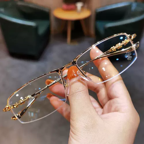 Старые цветочные зеркальные очки рамки мужской бизнес наполовину простые корейские приливы Большой рамка