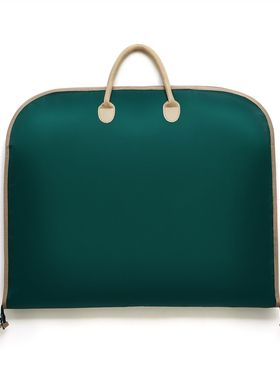 当季新品轻奢墨绿色牛津布杏色皮革手提折叠手提式挂衣袋西服收纳