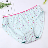 女精梳棉纯棉印花中腰抗菌少女三角短裤 A＆Bab内裤 3条装 Y590