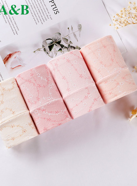 ab内衣【2条装】弹力棉平角短裤印花抗菌中高腰女士平脚内裤F808