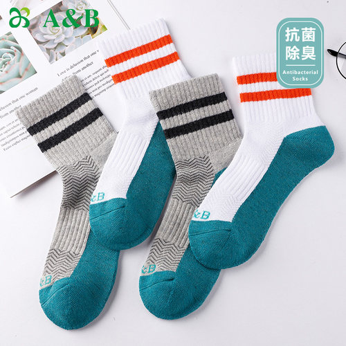 毛圈抗菌防臭四季女士休闲中筒袜