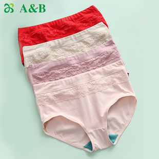 0116 高腰抗菌夏弹力棉平角收腹女士内裤 ab内裤 女蕾丝内裤