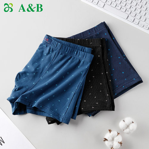 ab薄款弹力棉印花抗菌男士平脚裤