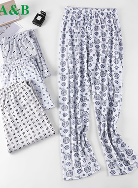 ab内衣睡裤男纯棉印花居家宽松休闲全棉薄款长裤家居裤T611