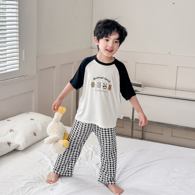 男童莫代尔薄款睡衣套装