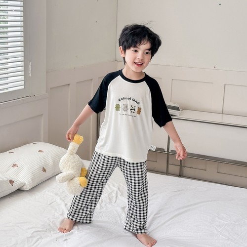 男童莫代尔薄款睡衣套装