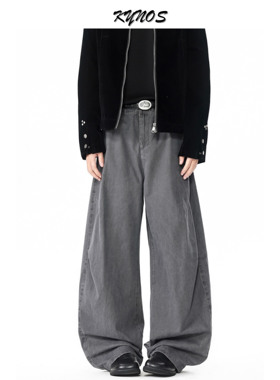 KYNOS 美式复古cleanfit水洗弯刀工装休闲裤男女宽松百搭阔腿长裤