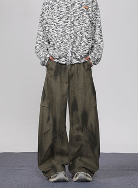 KYNOS 美式水洗做旧弯刀设计感工装裤男女复古宽松阔腿休闲长裤潮