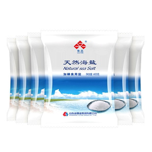 鲁晶加碘天然海盐400g*6袋含碘海盐无抗结剂食用盐炒菜鲜颗粒食盐