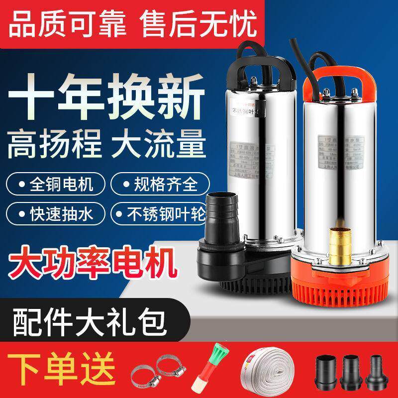 上海人民12V24V48V60V直流潜水泵家用农用刷车电动车电瓶车高扬程