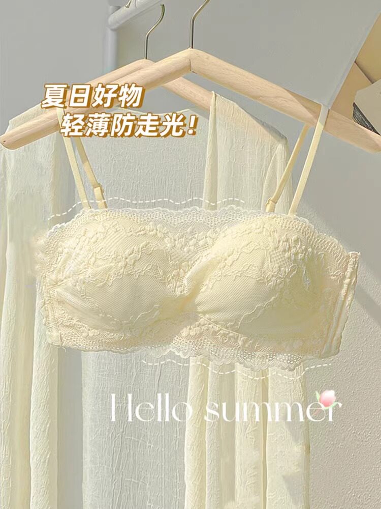 抹胸内衣女薄款大胸显小胸聚拢无肩带裹胸防走光无钢圈文胸罩夏季
