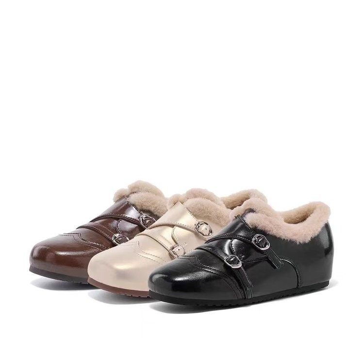 内增高德训鞋小皮鞋毛毛鞋单鞋