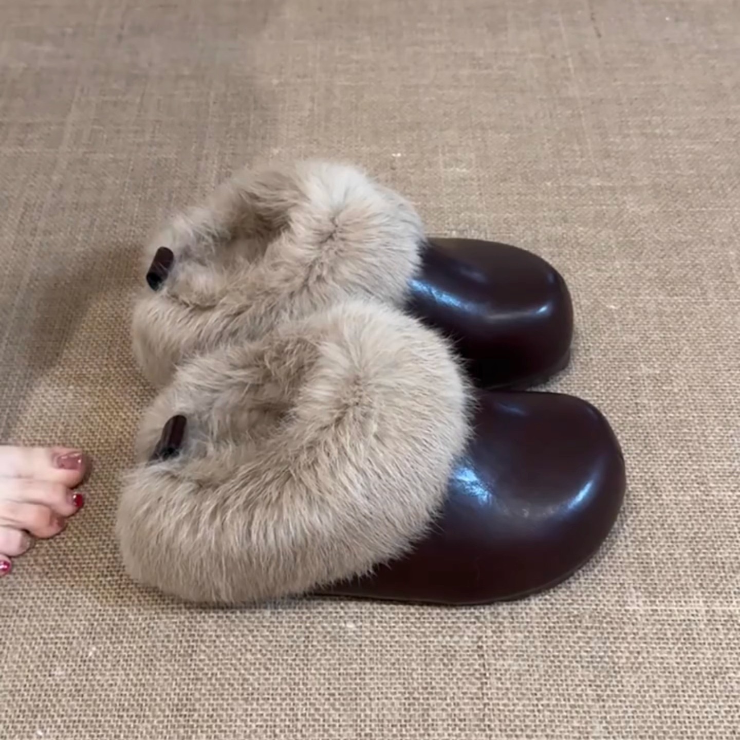 内增高半包勃肯鞋女包头毛毛鞋