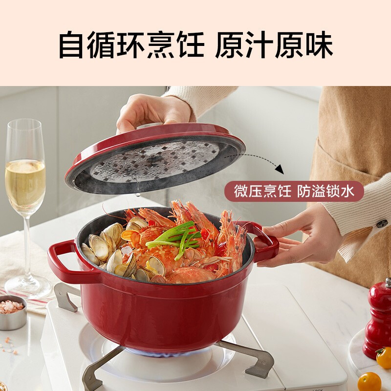 苏泊尔铸铁炖煲锅防溢锁水