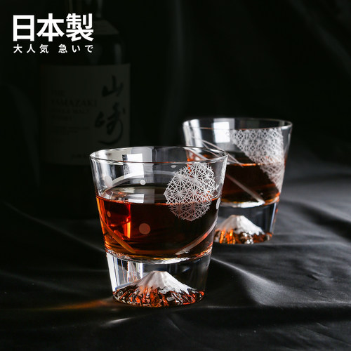 日本进口富士山杯玻璃杯江户切子威士忌杯烈酒杯礼物杯子 - 封面
