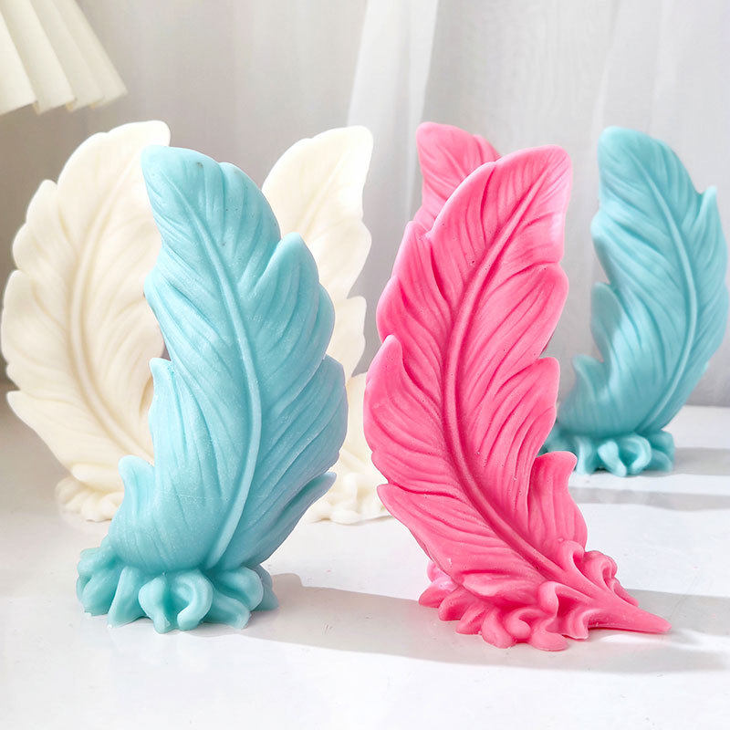 立体艺术羽毛造型硅胶模具手工DIY创意羽毛蜡烛香薰模具